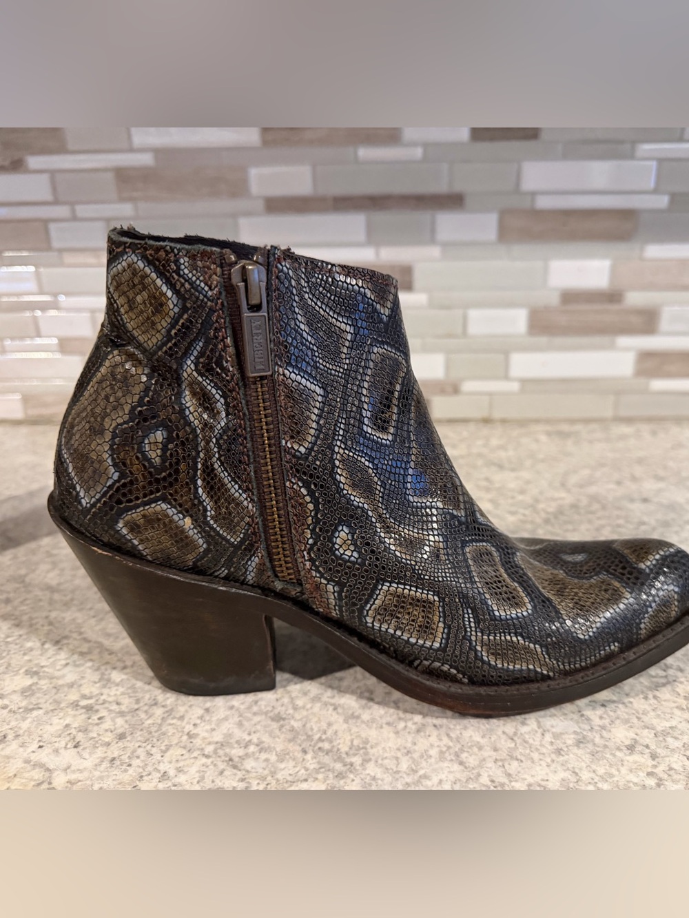 Liberty Black Breton Snake Print Booties